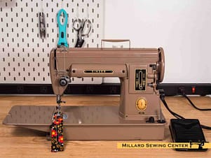 Singer Model 301-2 Long Bed Portable "Featherweight" Sewing Machine in Beige