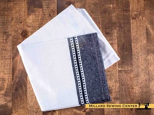 Towel, Dobby Border in White with Black by All About Blanks