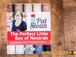 Perfect Little Box of Neutrals by Pat Sloan, 50wt Cotton Thread Set by Aurifil