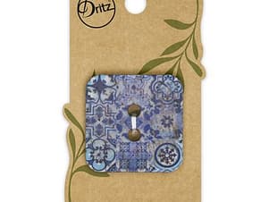 Buttons, Square 35mm In Blue, Recycled Coconut, 3 Pack by Dritz