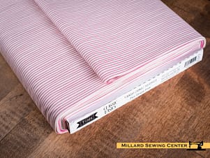 Cotton Fabric, 44" Wide in Pen Stripe Pink by Tilda
