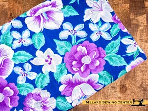 Remnant (Cotton) Blue, Purple & White with Floral Print Fabric (2 1/2 Yards)
