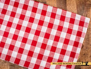 Remnant (Cotton) Red & White with Checker Print Fabric (35")