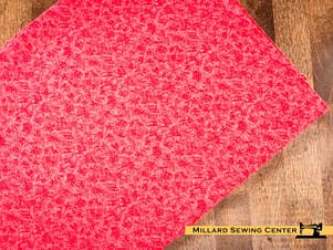 Remnant (Cotton) Red & Pink with Floral Print Fabric (1 1/8 Yard)