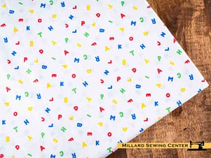 Remnant (Cotton) Red, Yellow, Green, White & Blue with Alphabet Print Fabric (32")