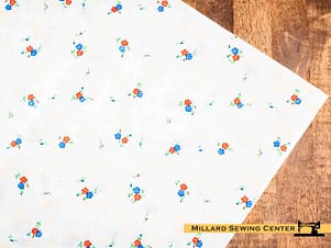 Remnant (Cotton) Red, White & Blue with Floral Print Fabric (27")