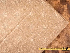 Remnant (Cotton) Beige with Two Tone Floral Print Fabric (1 1/2 Yards)