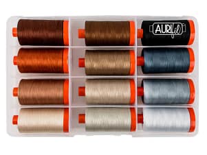 Perfect Box of Neutrals by Pat Sloan, 50wt Cotton Thread Set by Aurifil