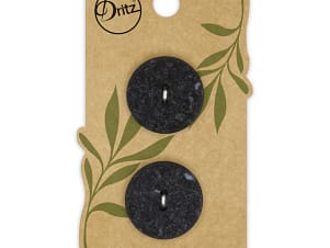 Buttons, Round 23mm In Black, Recycled Cotton, 2 Pack by Dritz