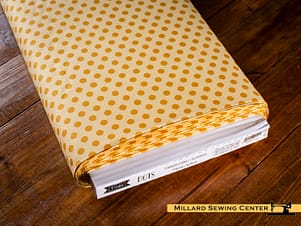 Cotton Fabric, 44" Wide in Medium Dots Flaxen Yellow by Tilda
