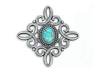 Scroll Concho 1-1/2" in Nickel/Turquoise by Simply Classic