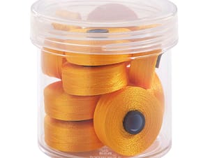 Pre-Wound Bobbins, M Class, Magna-Glide Delights 40wt Trilobal Polyester Thread in 80137 Bright Gold by FilTec (10 Pack)