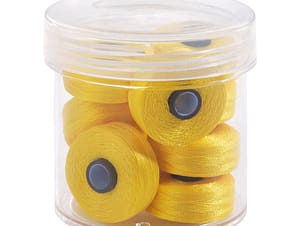 Pre-Wound Bobbins, M Class, Magna-Glide Delights 40wt Trilobal Polyester Thread in 80108 Bright Yellow by FilTec (10 Pack)
