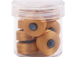 Pre-Wound Bobbins, M Class, Magna-Glide Delights 40wt Trilobal Polyester Thread in 27407 Military Gold by FilTec (10 Pack)