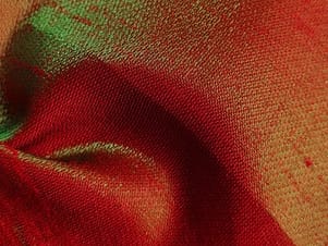 Polyester Fabric, 60″ Wide Shimmer Shantung in Kelly/Red by EESCO