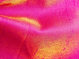 Polyester Fabric, 60″ Wide Shimmer Shantung in Gold/Fuchsia by EESCO