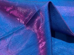 Polyester Fabric, 60″ Wide Shimmer Shantung in Fuchsia/Peacock by EESCO