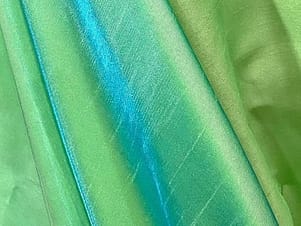 Polyester Fabric, 60″ Wide Shimmer Shantung in Turquoise/Lime by EESCO