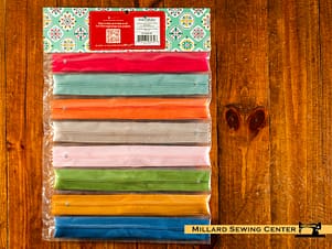 Zippers, Calico 2 in 8 Assorted Colors by Riley Blake