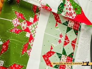 Cotton Fabric Panel, Mistletoe & Holly Stockings by Riley Blake Designs