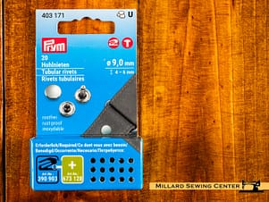 Rivets, Hollow 9mm 20 Pack in Silver by Prym