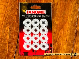 Bobbin, White (Polyester) Pre-Wound Plastic 15 Class, 12pk by Janome