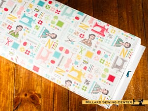 Cotton Fabric, 57"/58" Wide My Happy Place™ in Cream a Lori Holt Design by Riley Blake Designs