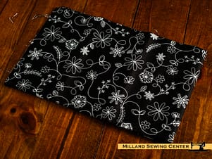 Cotton Fabric, 44″/45″ Wide Kimberbell Basics in Black Swirl Floral by Maywood Studio
