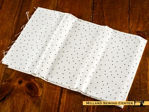 Cotton Fabric, 44″/45″ Wide Kimberbell Basics in White/Black Tiny Dots by Maywood Studio