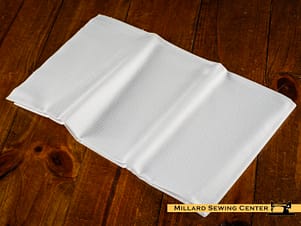 Cotton Fabric, 44″/45″ Wide Kimberbell Basics in White on White Perforated Stripes by Maywood Studio