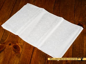 Cotton Fabric, 44″/45″ Wide Kimberbell Basics in White on White Scroll by Maywood Studio