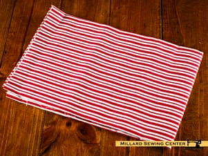 Cotton Fabric, 44″/45″ Wide Kimberbell Basics in Red Awning Stripe by Maywood Studio