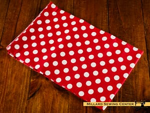 Cotton Fabric, 44″/45″ Wide Kimberbell Basics in Red Dots by Maywood Studio
