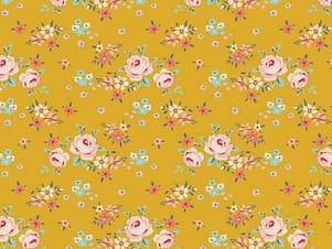 Cotton Fabric, 44" Wide in Gracie Yellow by Tilda
