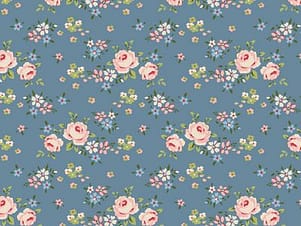 Cotton Fabric, 44" Wide in Gracie Blue by Tilda