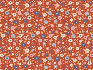 Cotton Fabric, 44" Wide in Evie Rust by Tilda