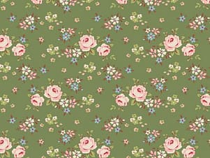 Cotton Fabric, 44" Wide in Gracie Green by Tilda