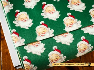 Woven Cotton Fabric, 43"/44" Wide in Merry Little Christmas Santa Heads by Riley Blake Designs