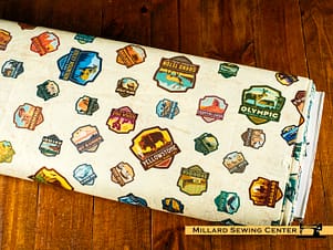 Woven Cotton Fabric, 43"/44" Wide in National Parks, Cream by Riley Blake Designs