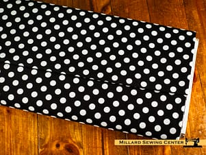 Cotton Fabric, 44″/45″ Wide Kimberbell Basics in Black Dots by Maywood Studio