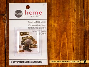 Zipper Slides & Stops, Brass by Dritz