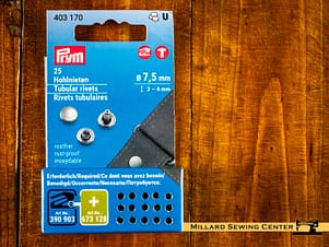 Rivets, Hollow 7.5mm Size in Silver by Prym (25 Pack)
