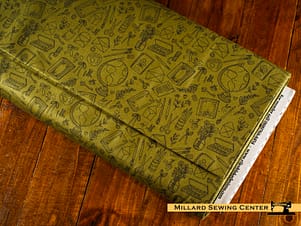 Woven Cotton Fabric, 43"/44" Wide in Olive, Floral Charms by Kelsey Carlson Design by Riley Blake Designs