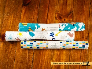 Cotton Fabric, Fat Quarter Single, Assorted Flannel Prints in Blues by Little Feet Boutique