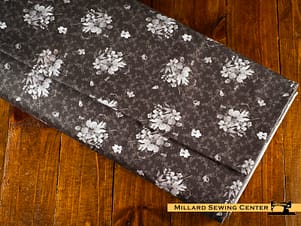 Cotton Fabric, 44″/45″ Wide Moonlit Walk in Patterned Floral Grey by Maywood Studio