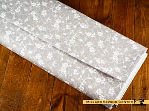 Cotton Fabric, 44″/45″ Wide Moonlit Walk in Vine Floral Grey by Maywood Studio