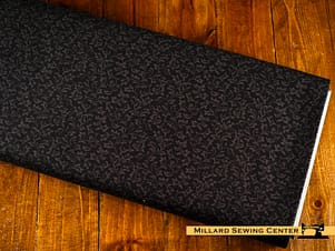 Cotton Fabric, 44″/45″ Wide Moonlit Walk in Scrolling Leaf Black by Maywood Studio