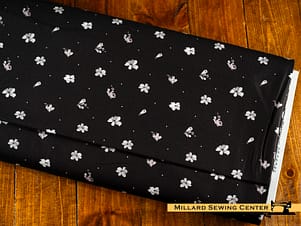 Cotton Fabric, 44″/45″ Wide Moonlit Walk in Buds Black by Maywood Studio