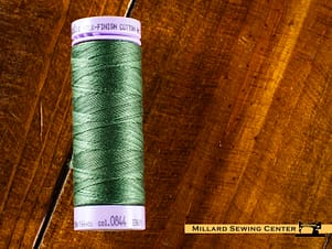 Silk Finish 50wt Mercerized Cotton Sewing Thread in 0844 Asparagus by Mettler