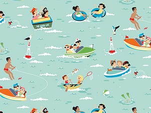 Cotton Fabric, 43"/44" Wide Happy Haven in The Good Life Aqua by Riley Blake